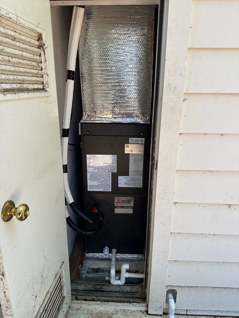 Installed Mitsubishi Air Handler in Closet