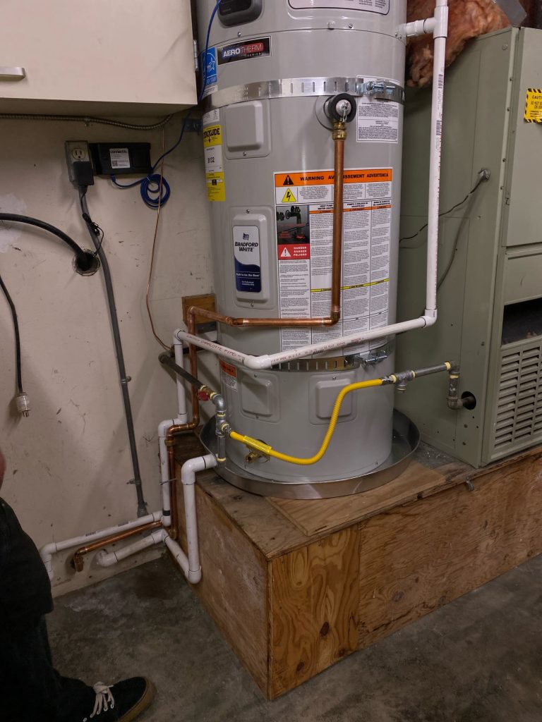 Water Heater Installed on a Wooden Platform