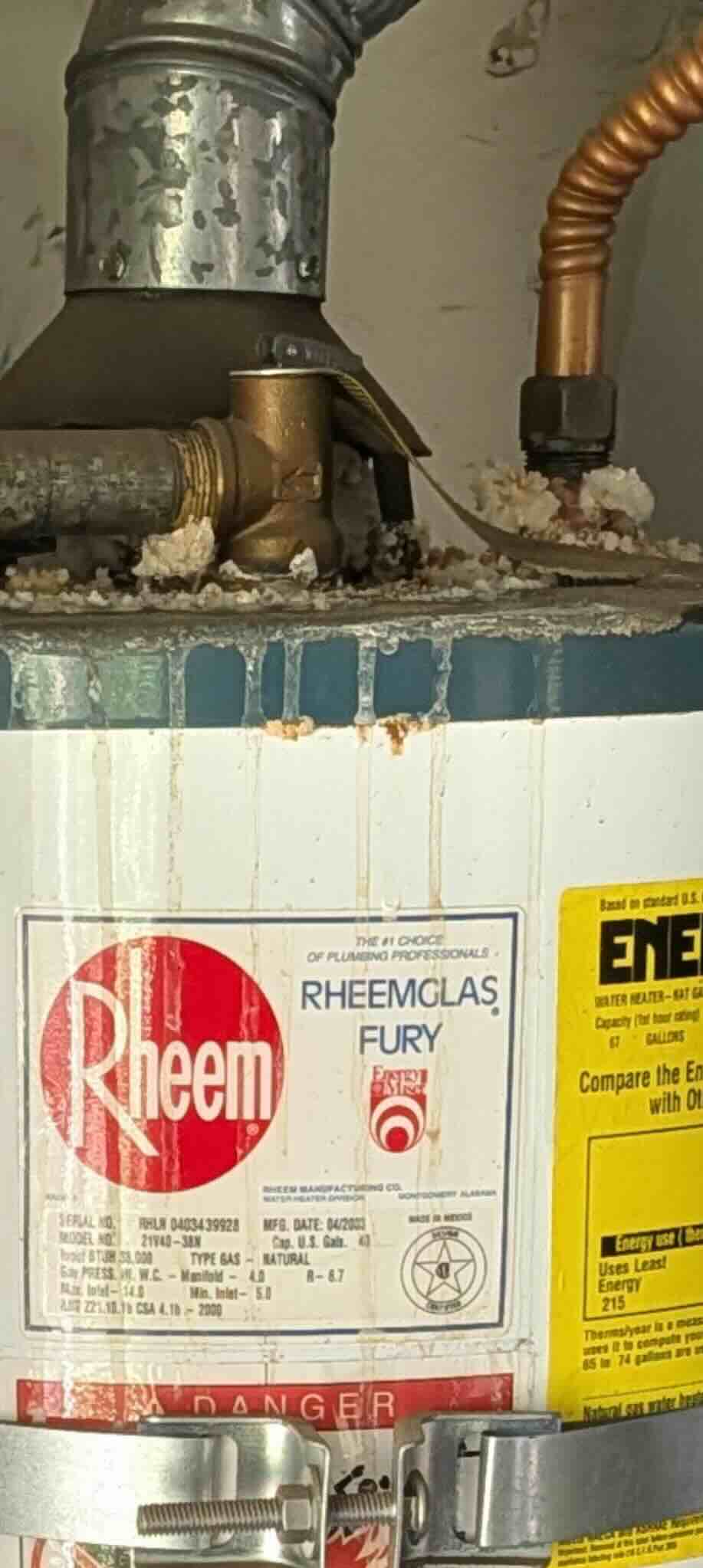 Crusty old leaking water heater Campbell
